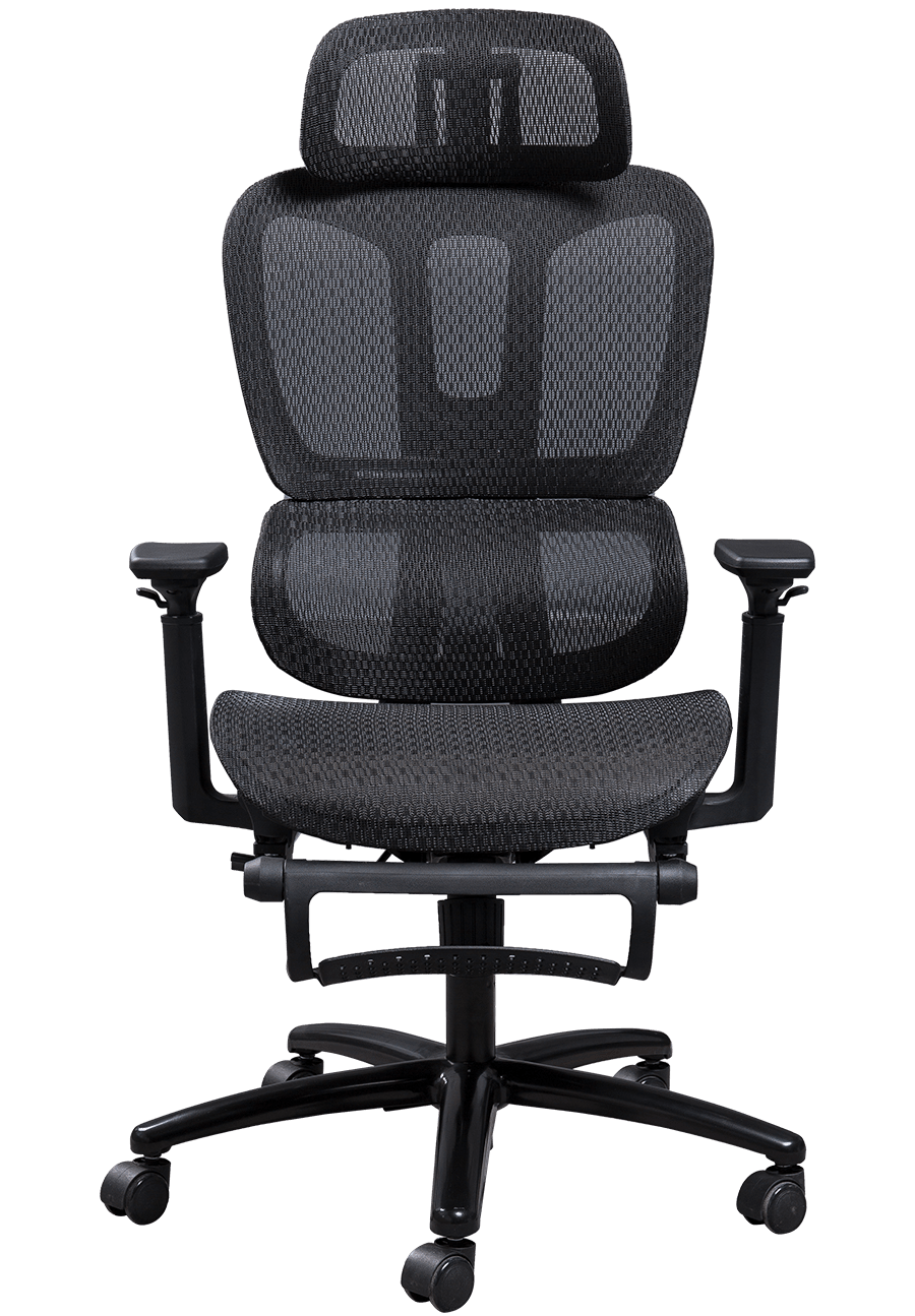 Silla de oficina ergonómica de malla, marco de plástico, silla de malla de diseño clásico, reposacabezas ajustable, silla de oficina con reposapiés details