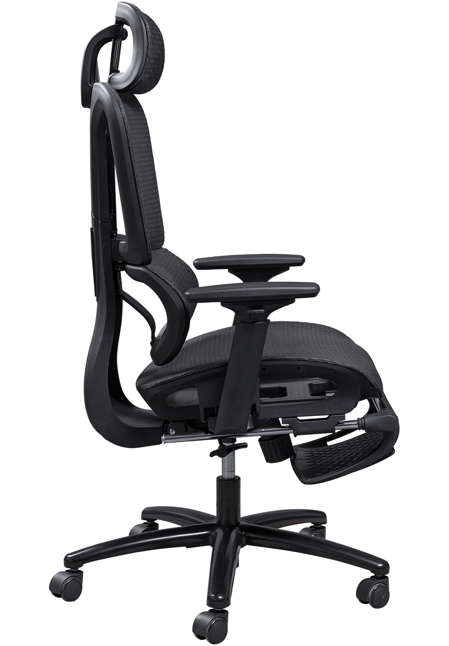 Silla de oficina ergonómica de malla, marco de plástico, silla de malla de diseño clásico, reposacabezas ajustable, silla de oficina con reposapiés details