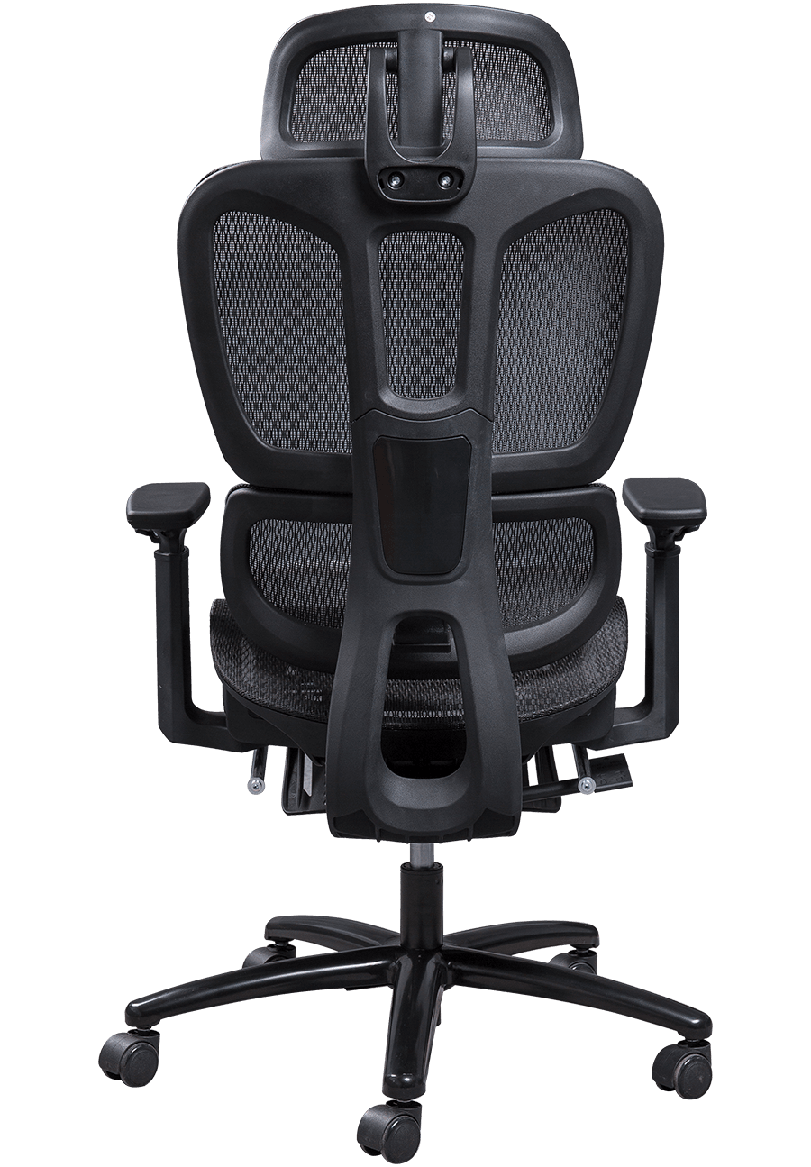 Silla de oficina ergonómica de malla, marco de plástico, silla de malla de diseño clásico, reposacabezas ajustable, silla de oficina con reposapiés details