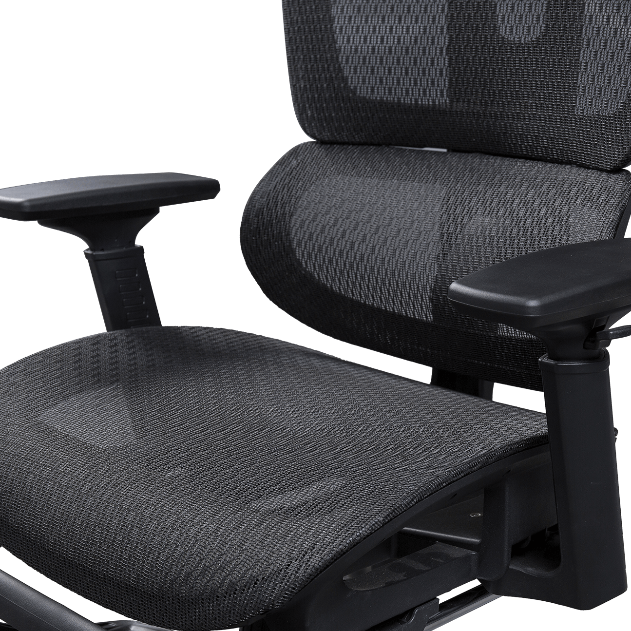 Silla de oficina ergonómica de malla, marco de plástico, silla de malla de diseño clásico, reposacabezas ajustable, silla de oficina con reposapiés details