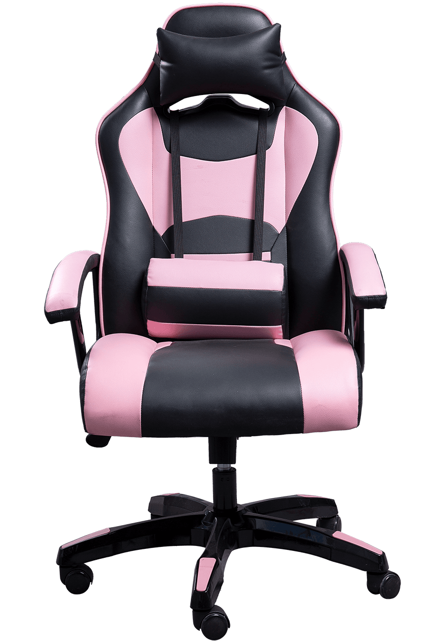 Silla ajustable del juego del respaldo de la altura de la silla de la computadora de los niños de las mujeres del cuero sintético rosado negro