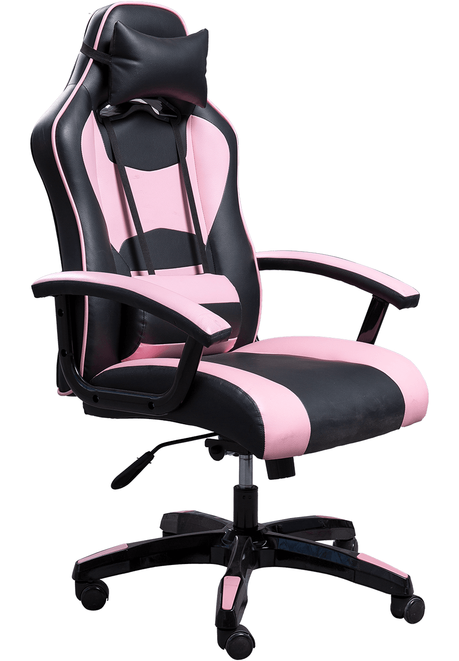 Silla ajustable del juego del respaldo de la altura de la silla de la computadora de los niños de las mujeres del cuero sintético rosado negro details