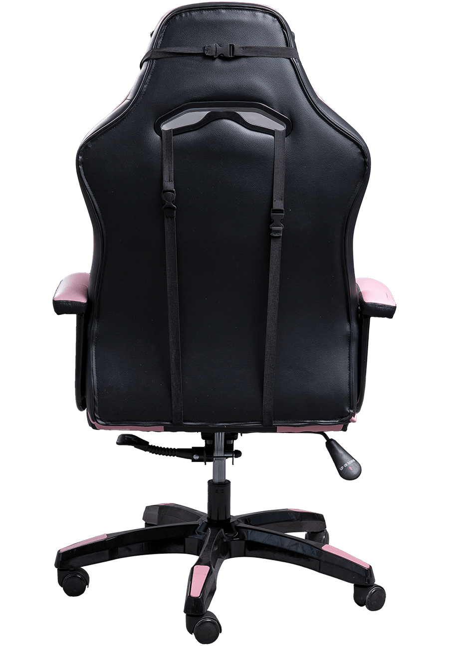 Silla ajustable del juego del respaldo de la altura de la silla de la computadora de los niños de las mujeres del cuero sintético rosado negro details