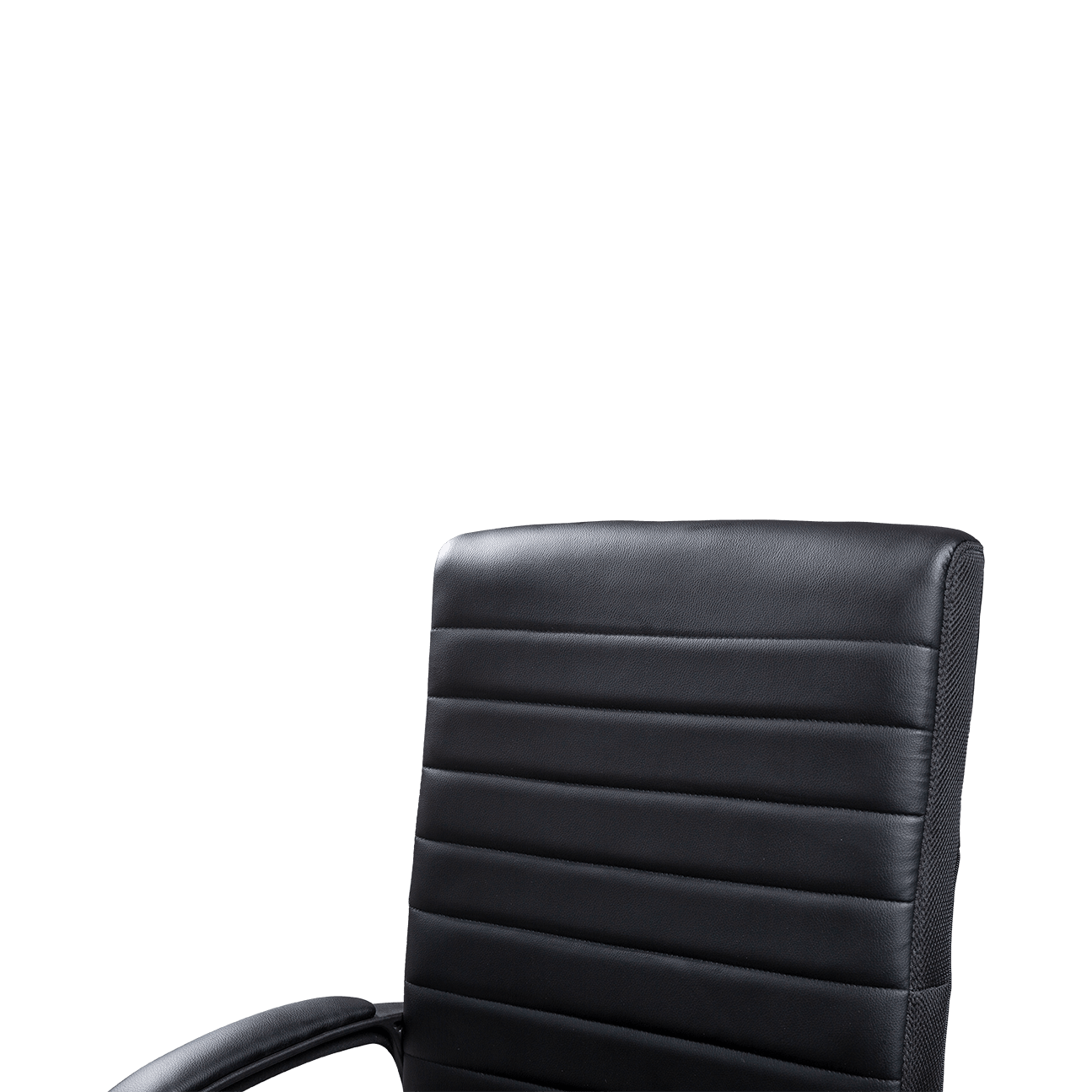 Silla de oficina de cuero suave de PU negra personalizada del OEM de la raya horizontal para la oficina de la sala de reuniones details