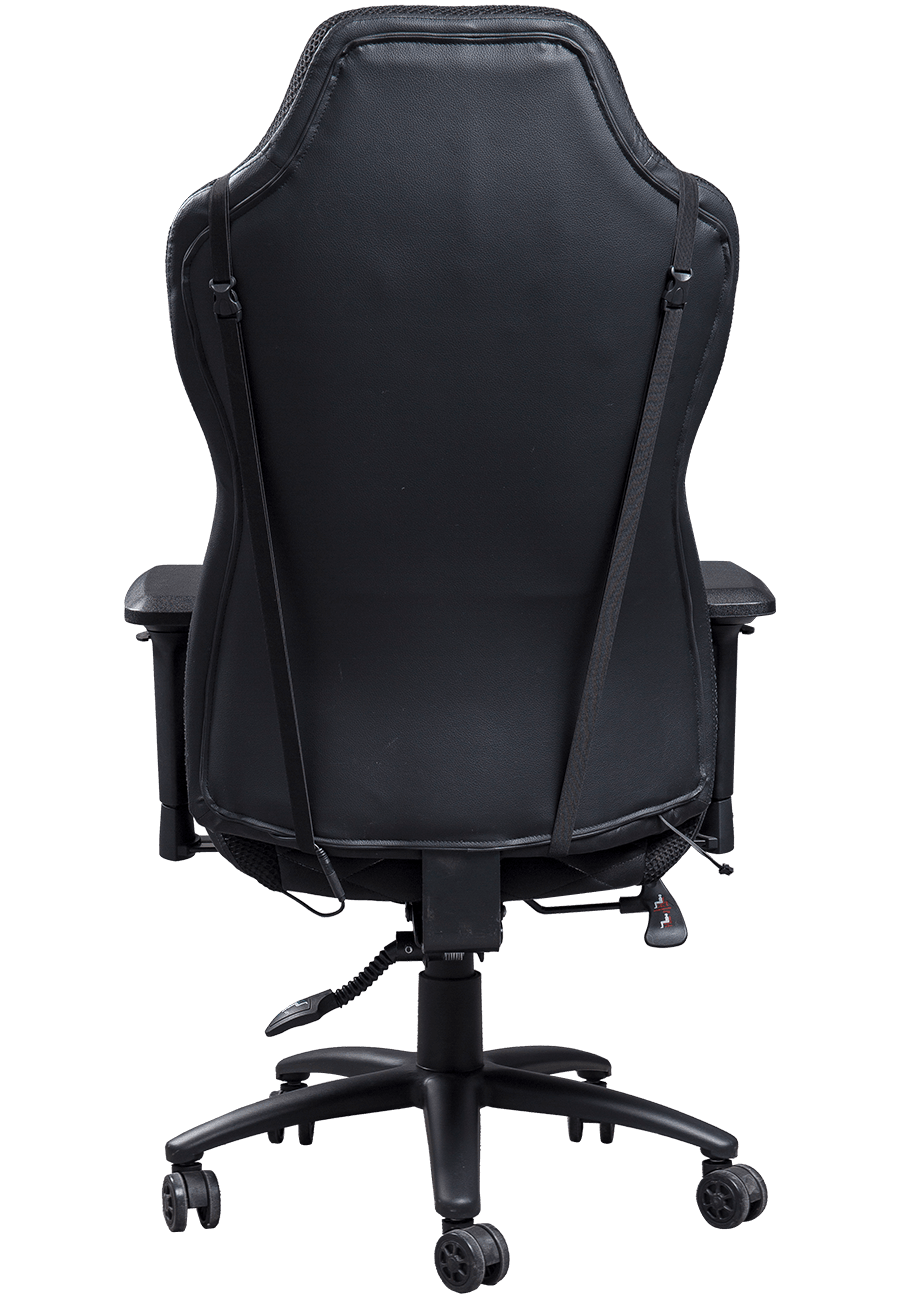 Silla reclinable para juegos con función giratoria 360, silla para jugadores de PC con revestimiento resistente, silla negra completa para juegos de PU details